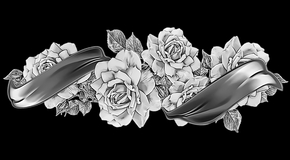 Розы с лентой бордюр - картинки для гравировки